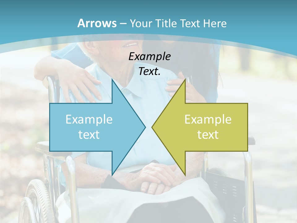 A Woman In A Wheelchair With A Man In A Blue Shirt PowerPoint Template