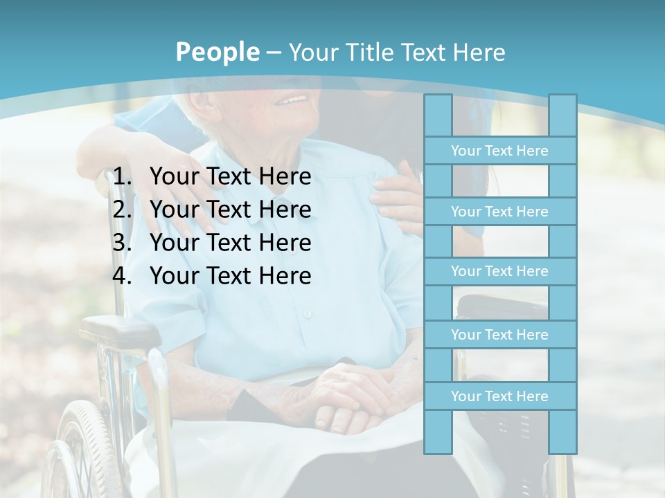 A Woman In A Wheelchair With A Man In A Blue Shirt PowerPoint Template