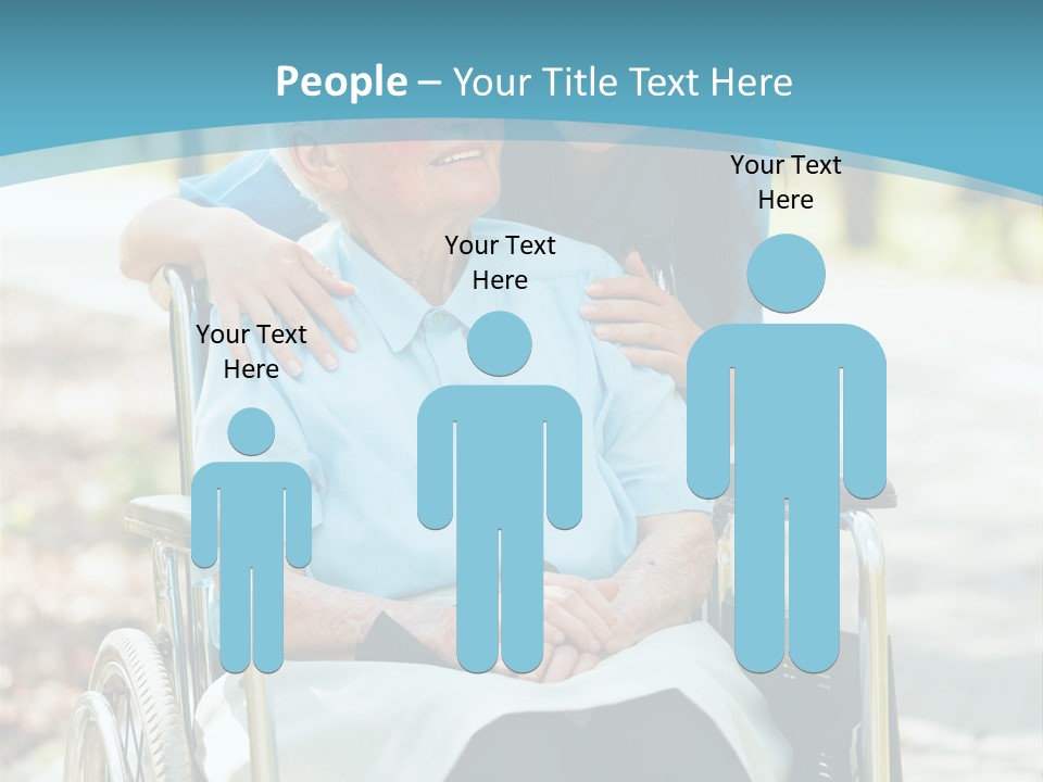 A Woman In A Wheelchair With A Man In A Blue Shirt PowerPoint Template