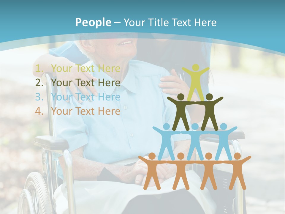 A Woman In A Wheelchair With A Man In A Blue Shirt PowerPoint Template