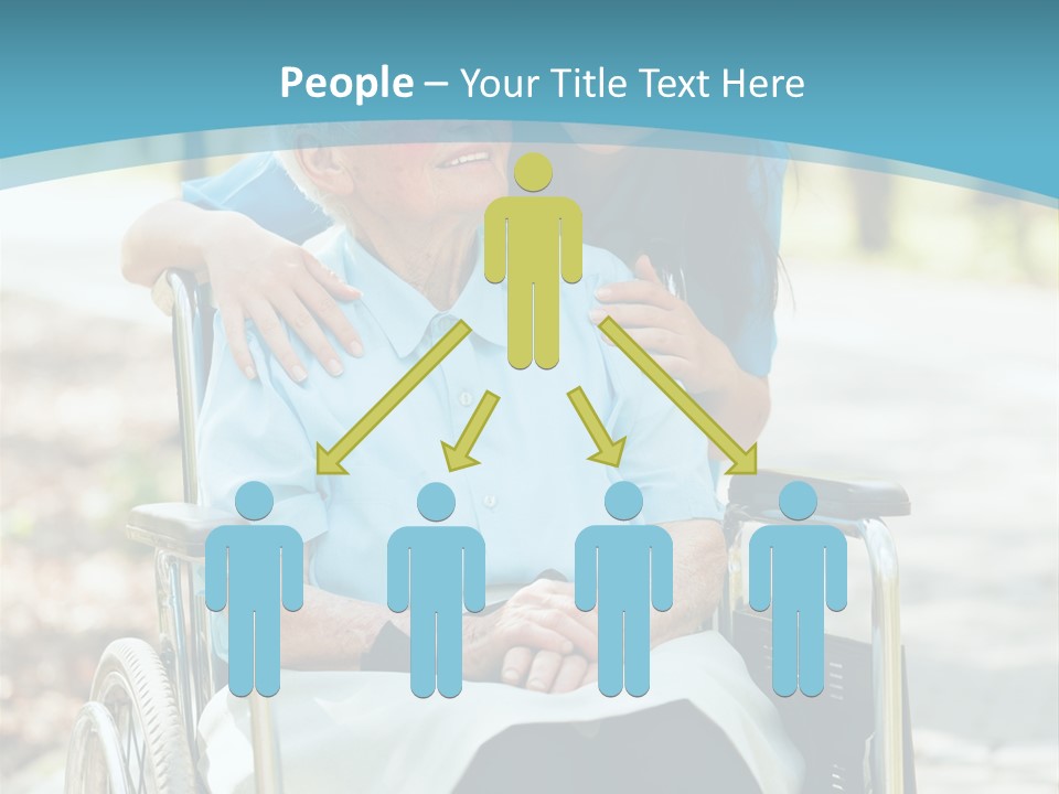 A Woman In A Wheelchair With A Man In A Blue Shirt PowerPoint Template