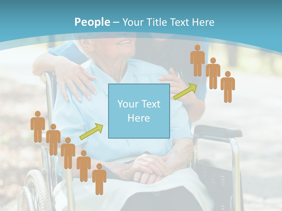 A Woman In A Wheelchair With A Man In A Blue Shirt PowerPoint Template