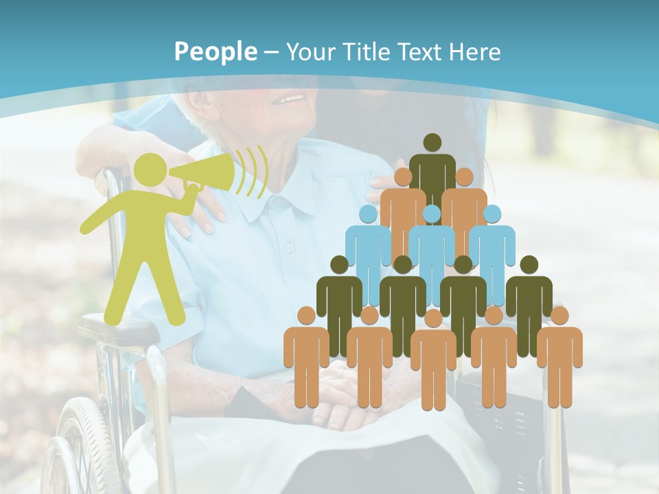 A Woman In A Wheelchair With A Man In A Blue Shirt PowerPoint Template