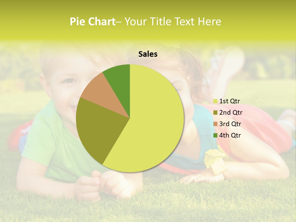 Two Young Children Laying On The Grass In A Park PowerPoint Template