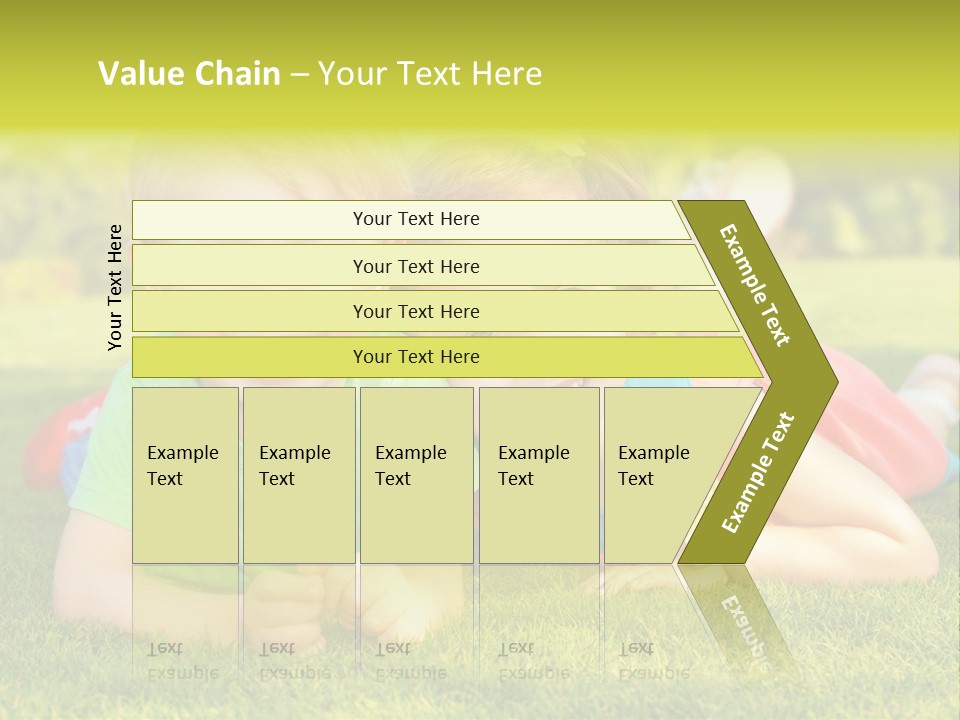 Two Young Children Laying On The Grass In A Park PowerPoint Template