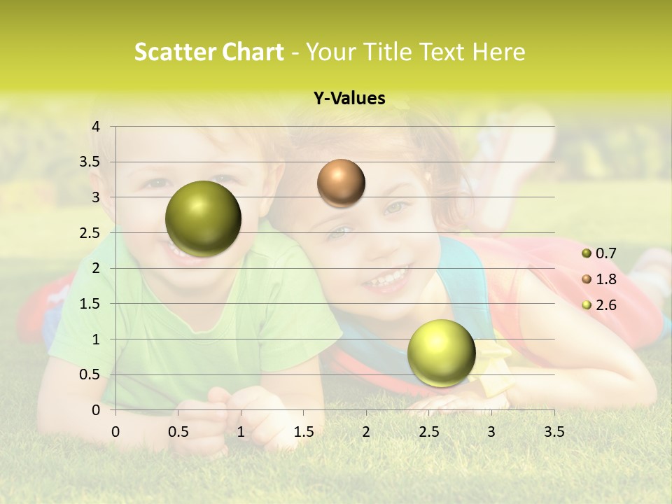 Two Young Children Laying On The Grass In A Park PowerPoint Template