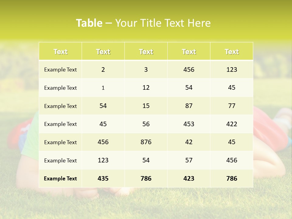 Two Young Children Laying On The Grass In A Park PowerPoint Template