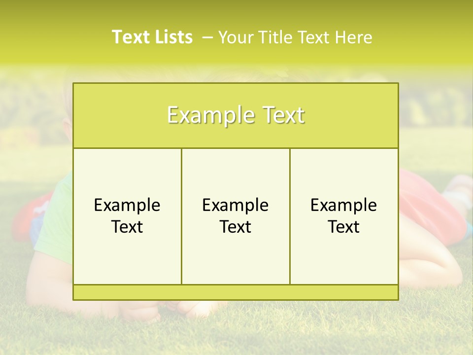 Two Young Children Laying On The Grass In A Park PowerPoint Template