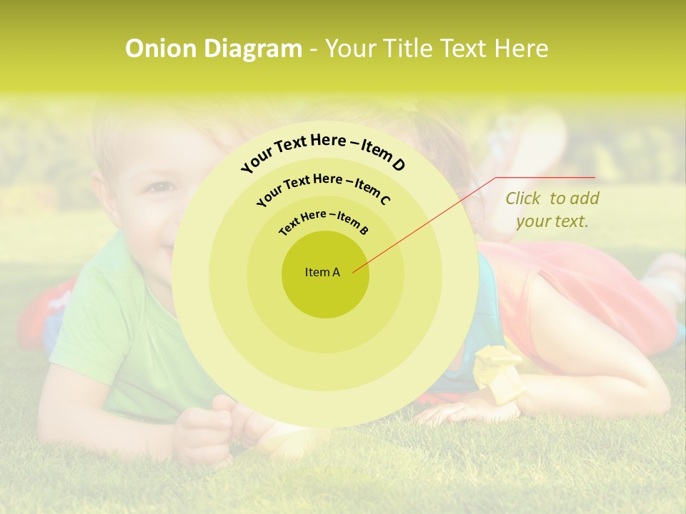 Two Young Children Laying On The Grass In A Park PowerPoint Template