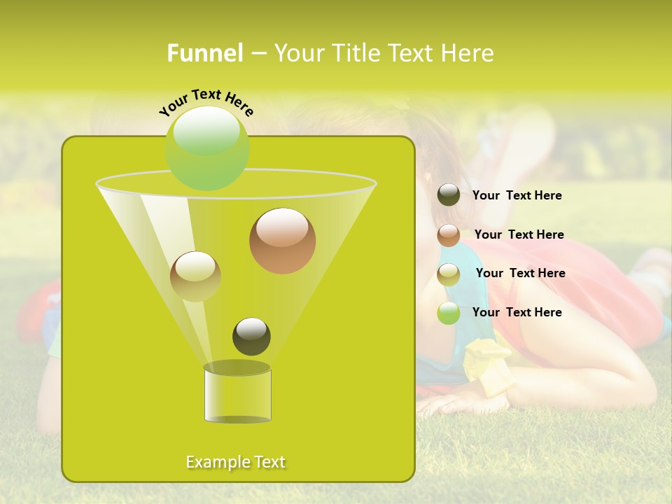 Two Young Children Laying On The Grass In A Park PowerPoint Template