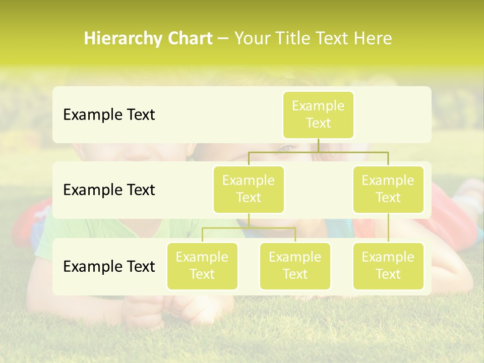 Two Young Children Laying On The Grass In A Park PowerPoint Template