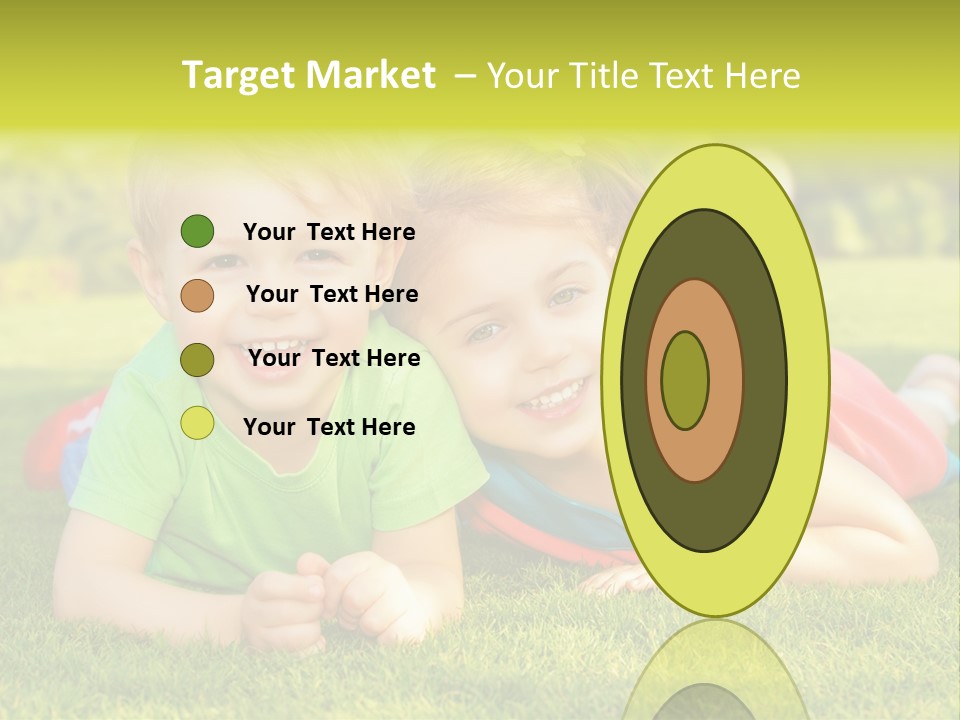 Two Young Children Laying On The Grass In A Park PowerPoint Template