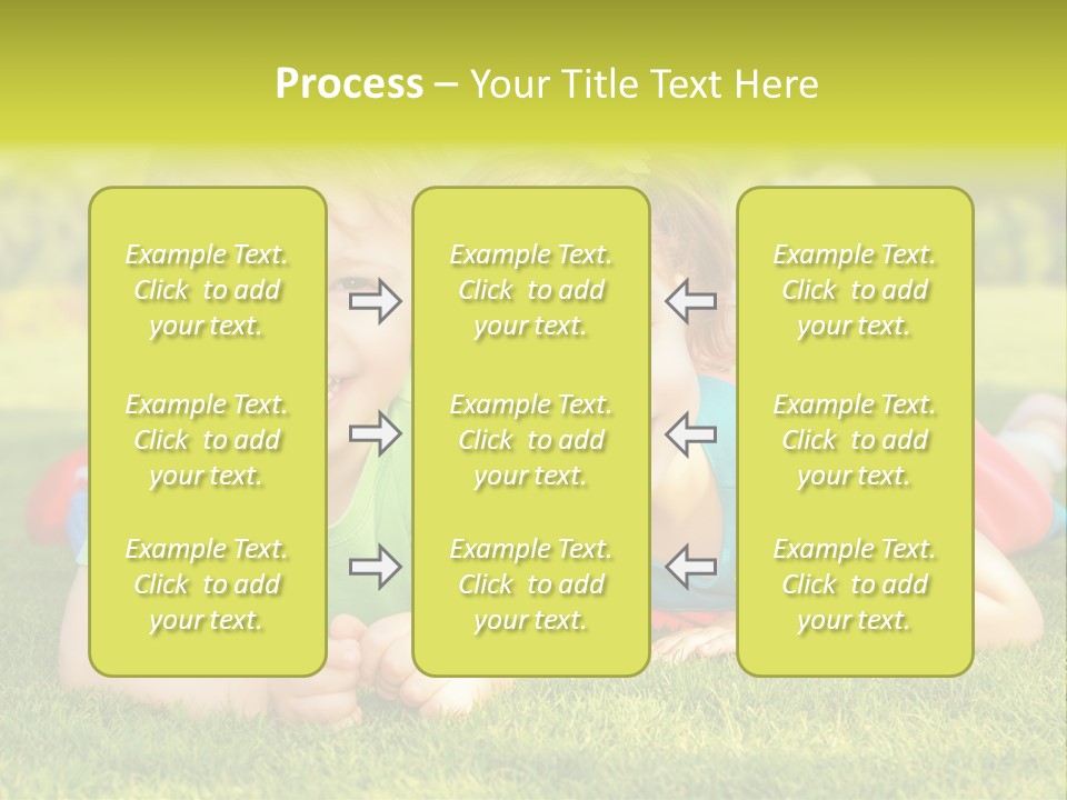 Two Young Children Laying On The Grass In A Park PowerPoint Template