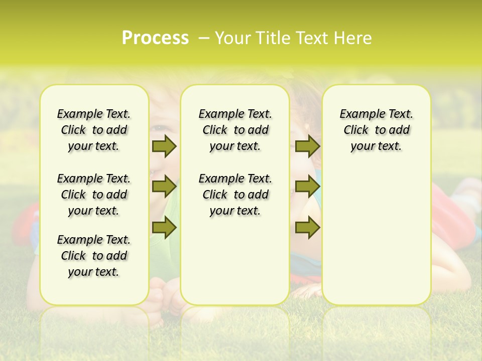 Two Young Children Laying On The Grass In A Park PowerPoint Template