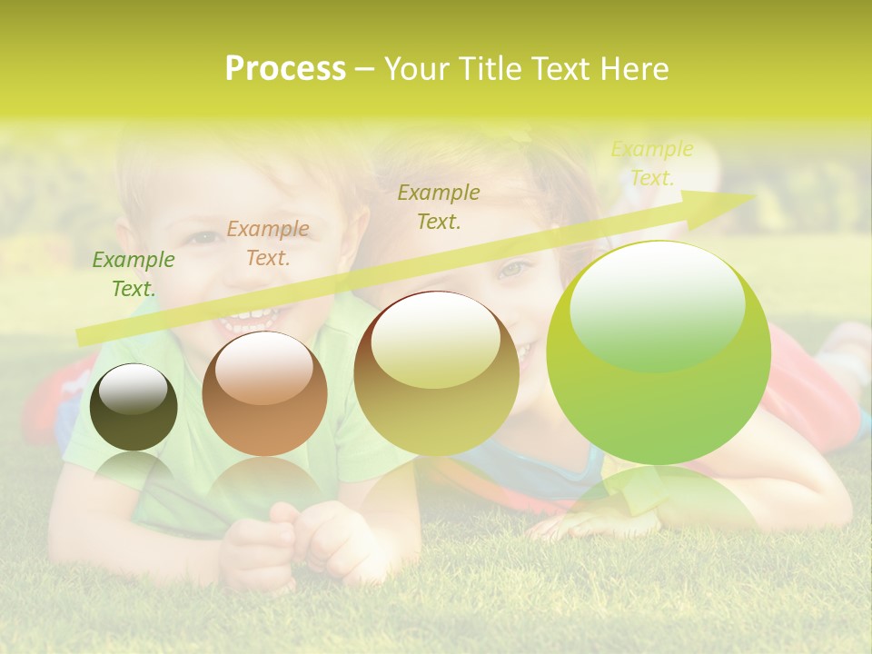 Two Young Children Laying On The Grass In A Park PowerPoint Template