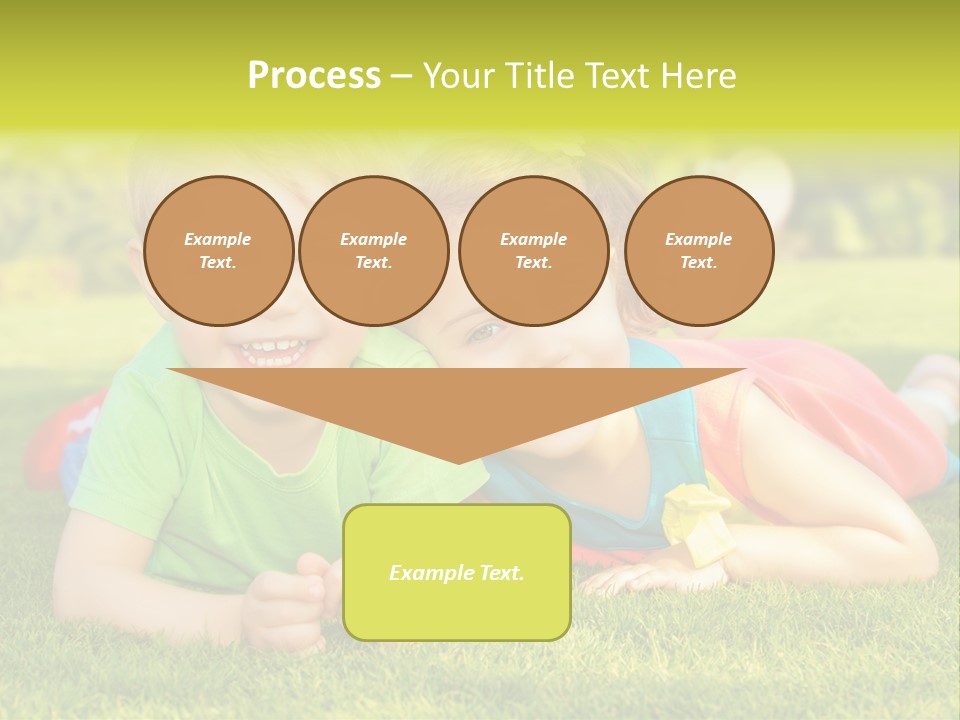Two Young Children Laying On The Grass In A Park PowerPoint Template