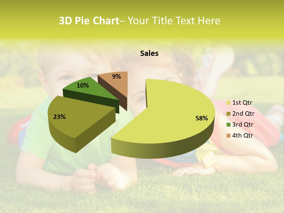 Two Young Children Laying On The Grass In A Park PowerPoint Template