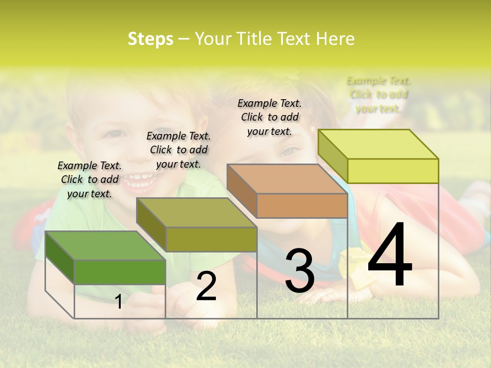 Two Young Children Laying On The Grass In A Park PowerPoint Template
