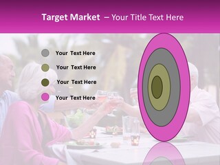 A Group Of People Toasting Wine Glasses At A Table PowerPoint Template