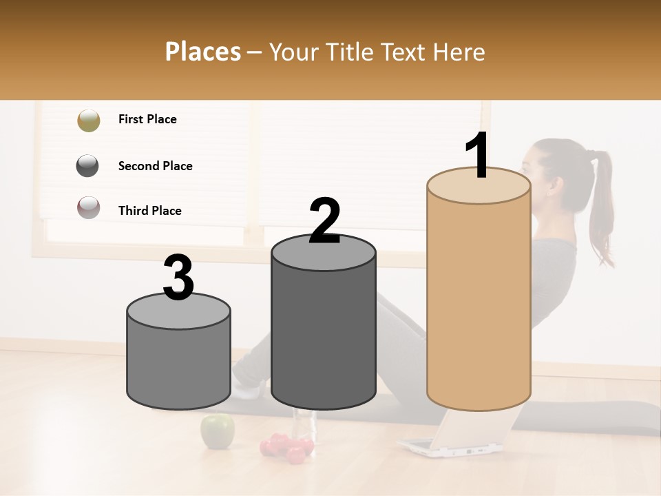 A Woman Sitting On A Yoga Mat With A Laptop PowerPoint Template