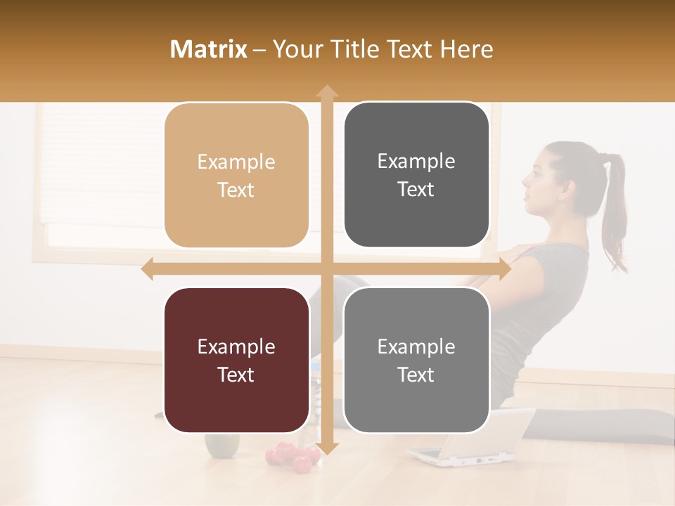 A Woman Sitting On A Yoga Mat With A Laptop PowerPoint Template