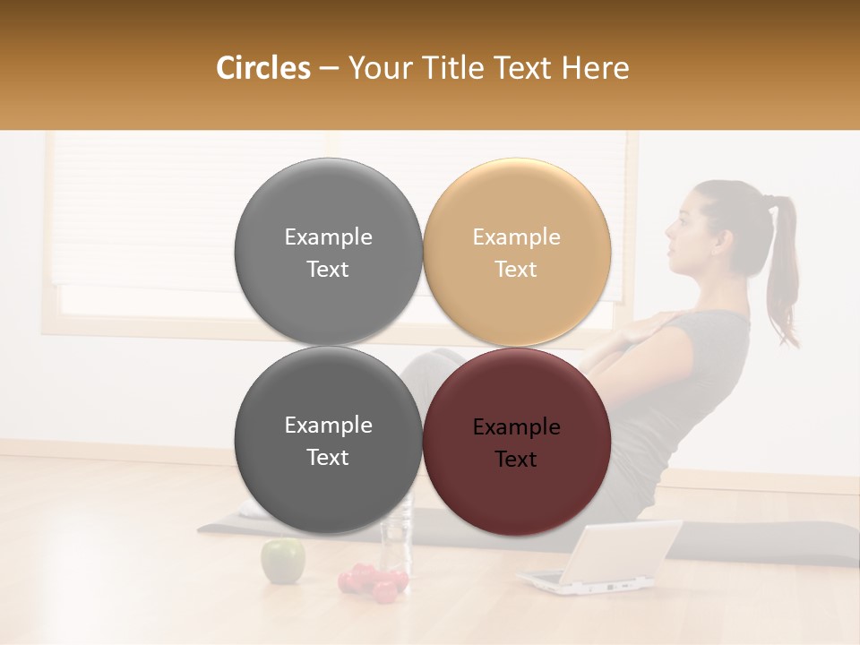 A Woman Sitting On A Yoga Mat With A Laptop PowerPoint Template