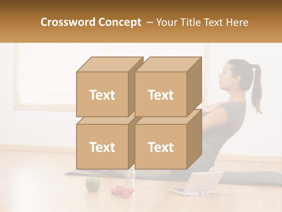 A Woman Sitting On A Yoga Mat With A Laptop PowerPoint Template