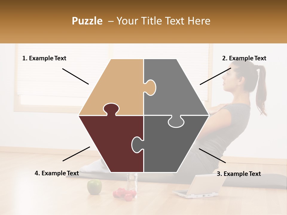 A Woman Sitting On A Yoga Mat With A Laptop PowerPoint Template