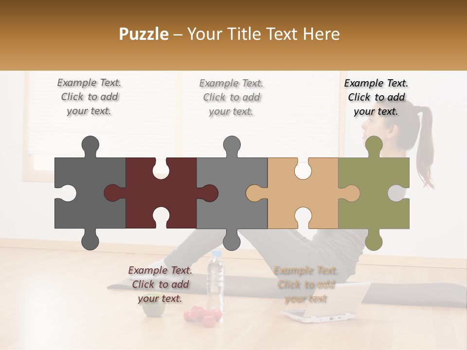 A Woman Sitting On A Yoga Mat With A Laptop PowerPoint Template