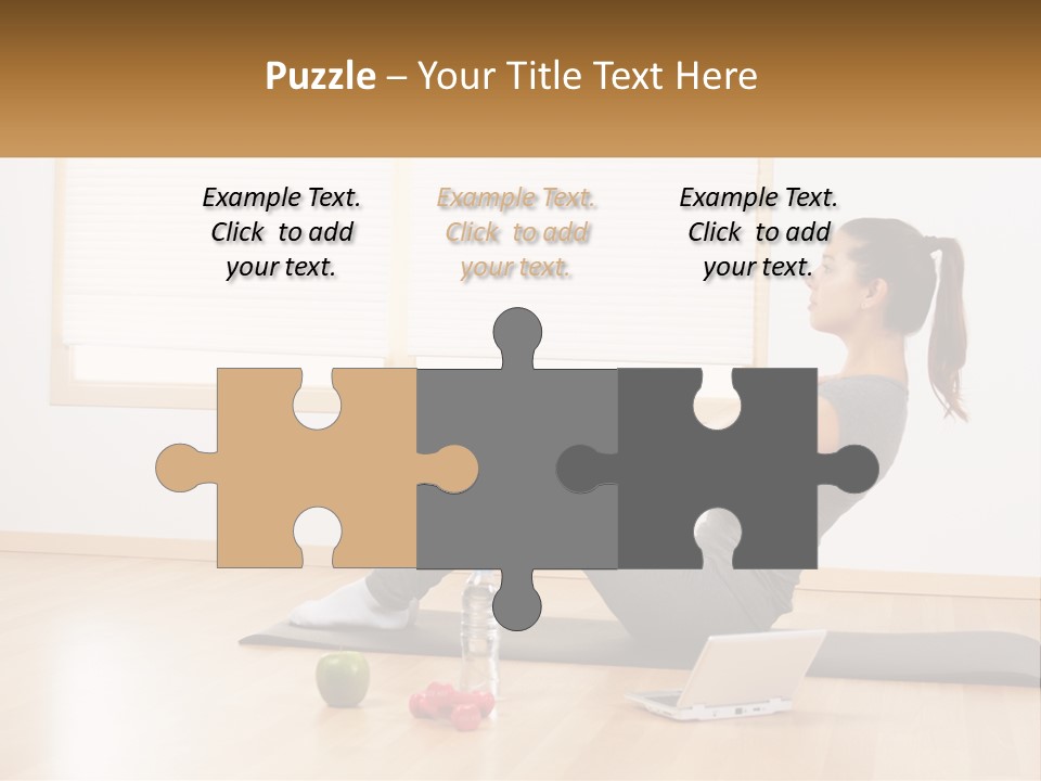 A Woman Sitting On A Yoga Mat With A Laptop PowerPoint Template