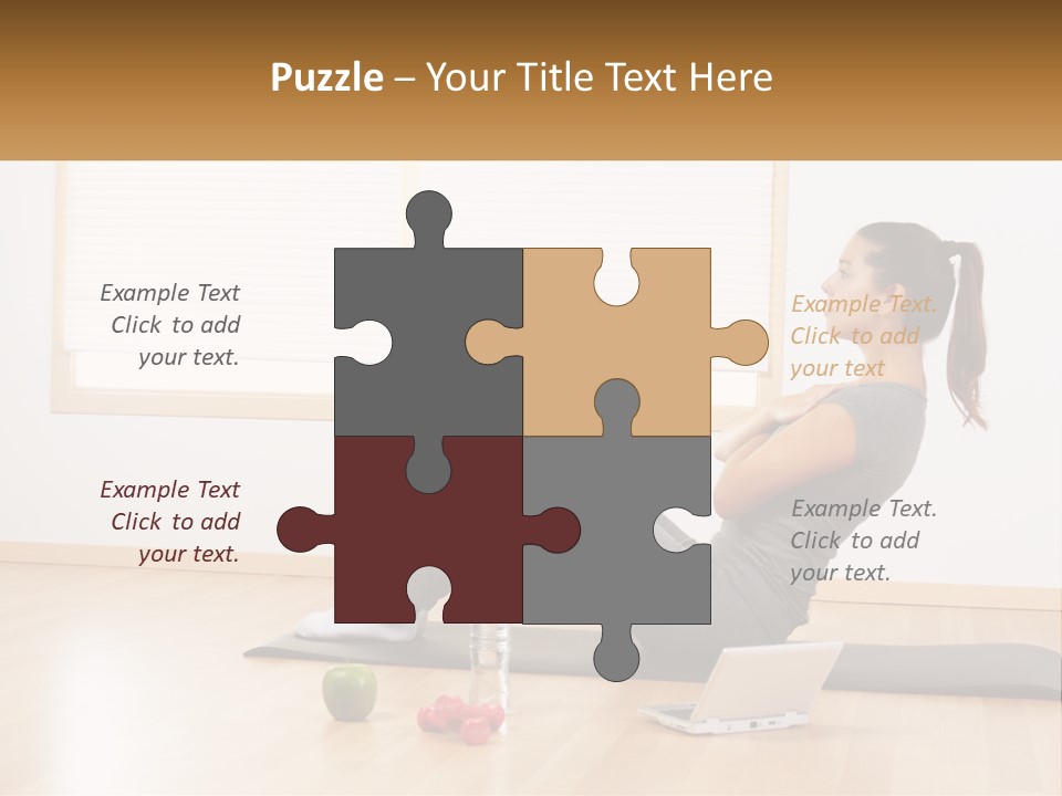 A Woman Sitting On A Yoga Mat With A Laptop PowerPoint Template