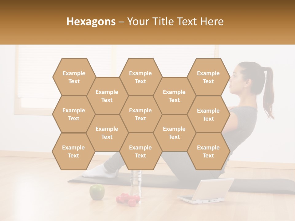 A Woman Sitting On A Yoga Mat With A Laptop PowerPoint Template