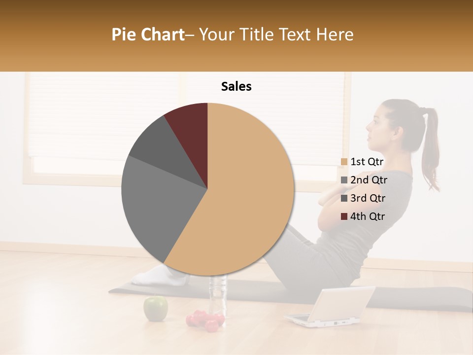 A Woman Sitting On A Yoga Mat With A Laptop PowerPoint Template