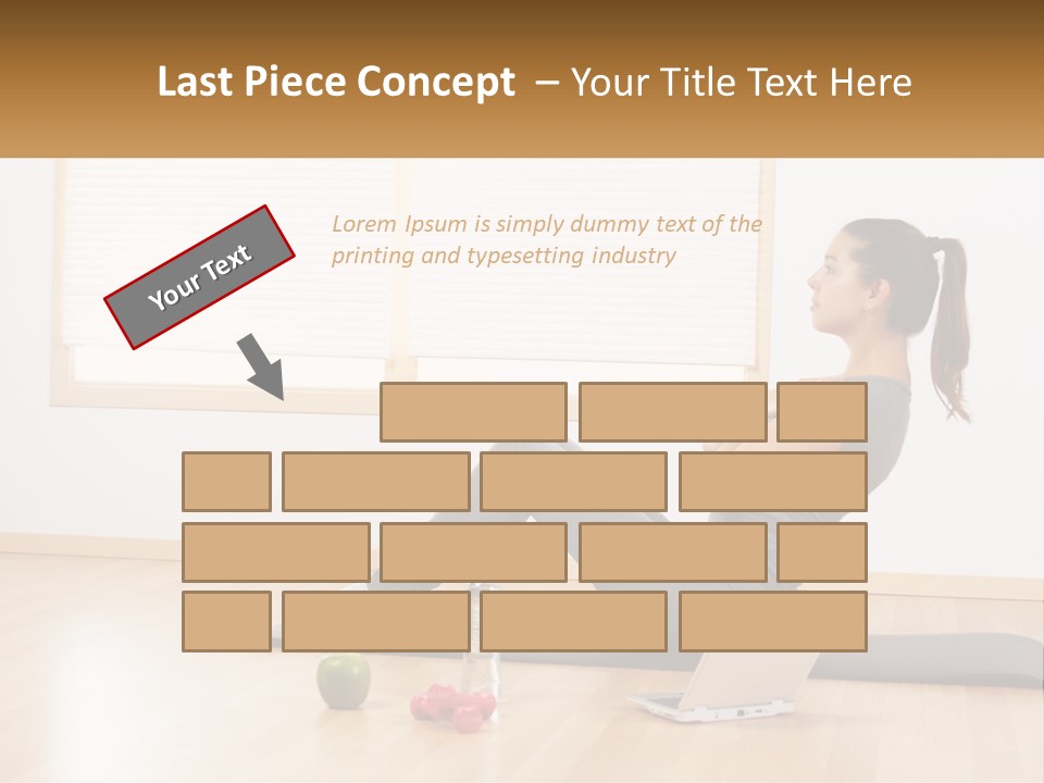 A Woman Sitting On A Yoga Mat With A Laptop PowerPoint Template