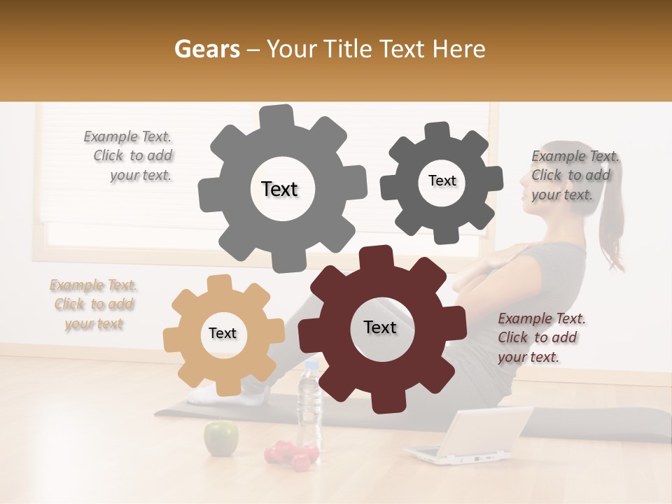 A Woman Sitting On A Yoga Mat With A Laptop PowerPoint Template