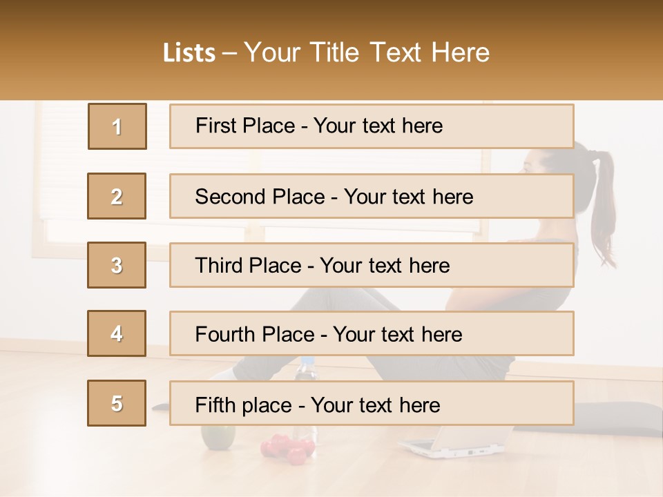 A Woman Sitting On A Yoga Mat With A Laptop PowerPoint Template