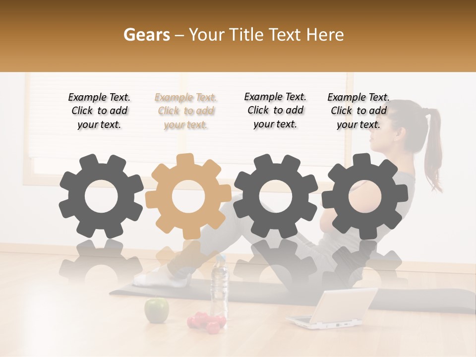 A Woman Sitting On A Yoga Mat With A Laptop PowerPoint Template