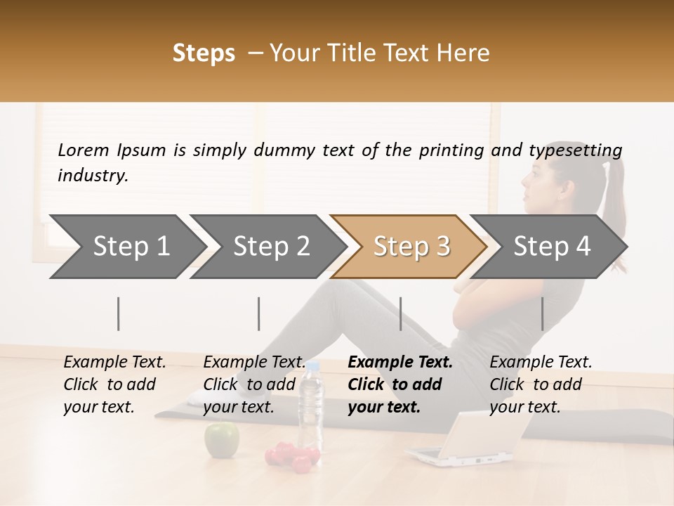 A Woman Sitting On A Yoga Mat With A Laptop PowerPoint Template