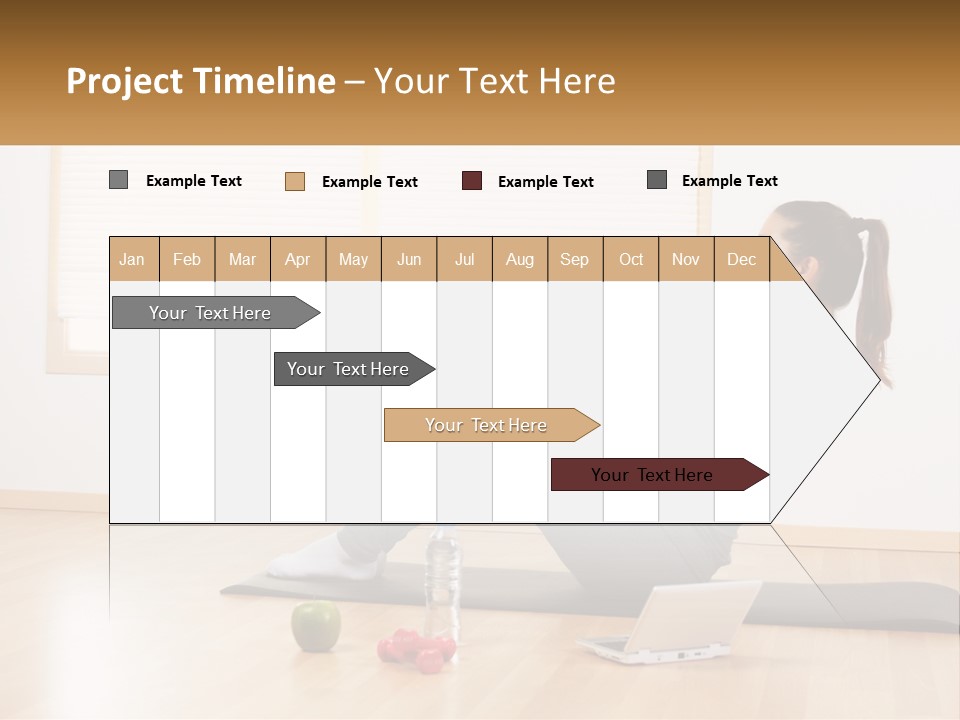 A Woman Sitting On A Yoga Mat With A Laptop PowerPoint Template