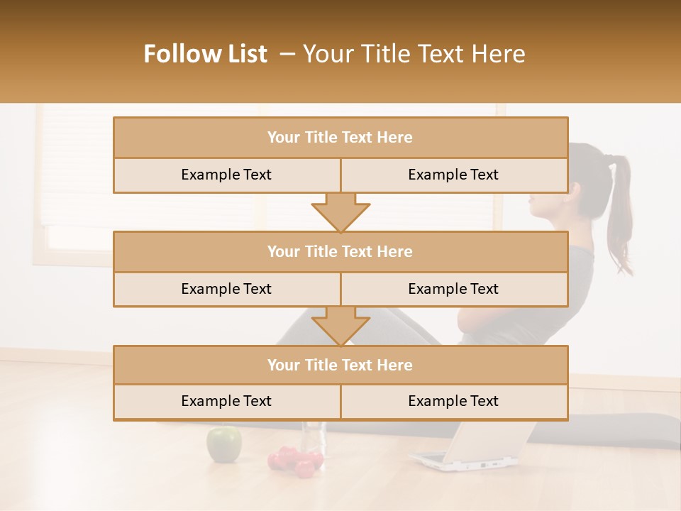 A Woman Sitting On A Yoga Mat With A Laptop PowerPoint Template
