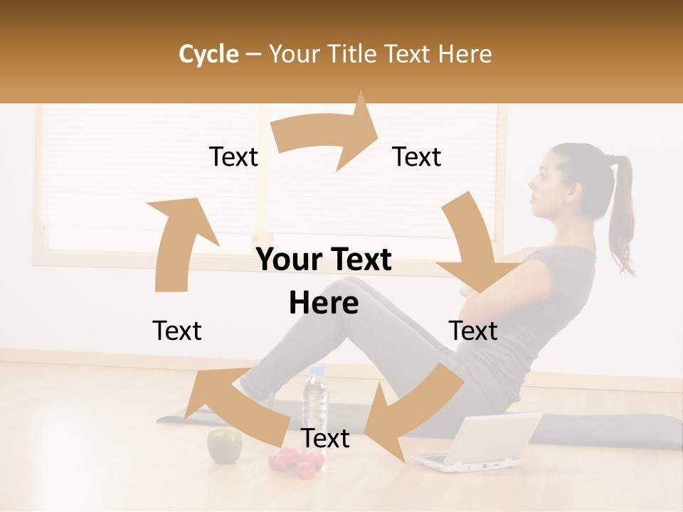 A Woman Sitting On A Yoga Mat With A Laptop PowerPoint Template