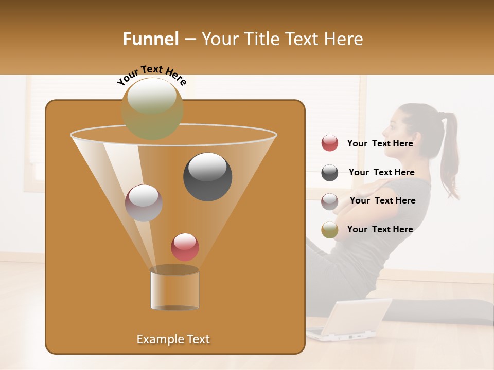 A Woman Sitting On A Yoga Mat With A Laptop PowerPoint Template