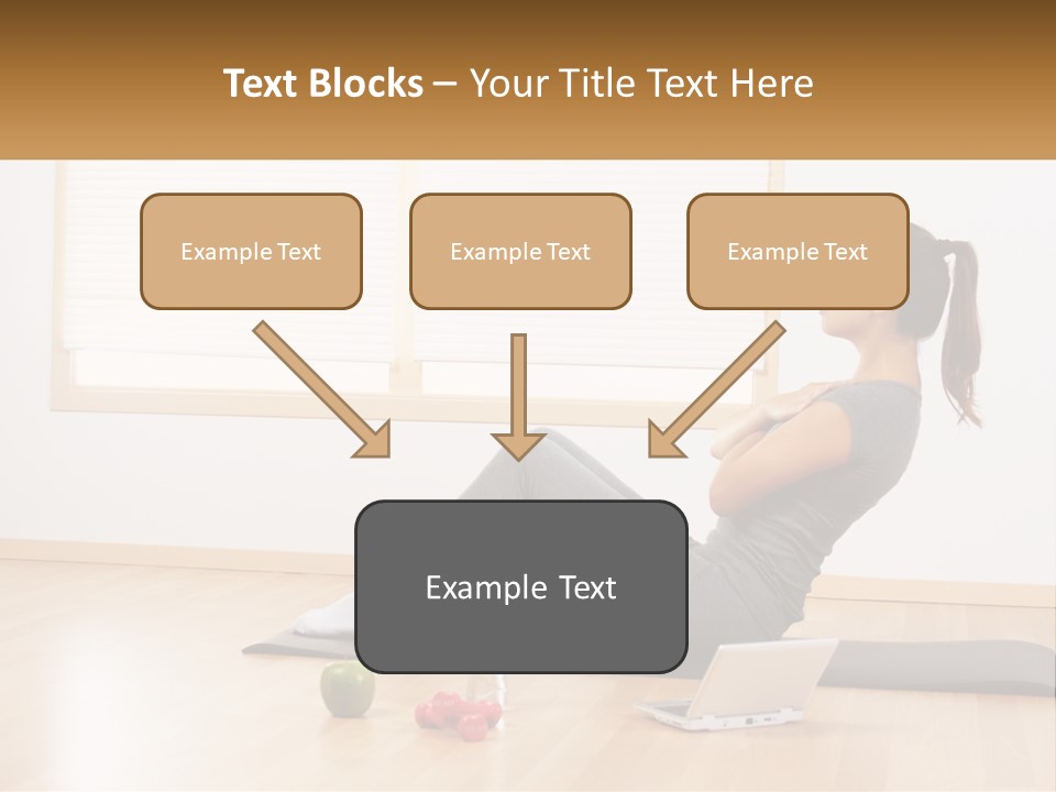 A Woman Sitting On A Yoga Mat With A Laptop PowerPoint Template