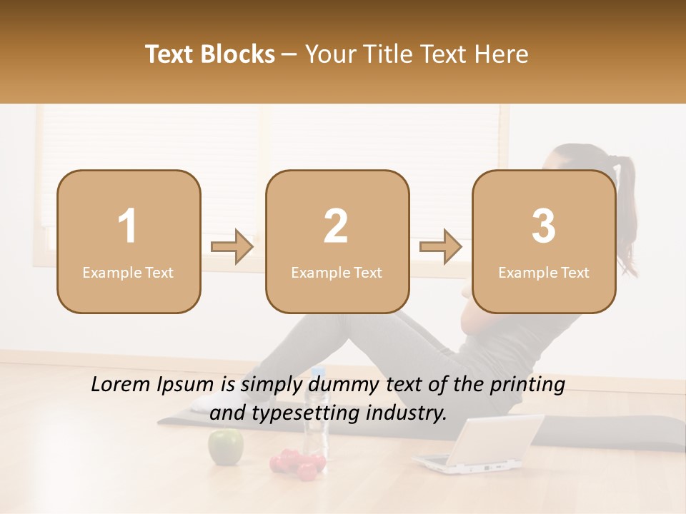 A Woman Sitting On A Yoga Mat With A Laptop PowerPoint Template