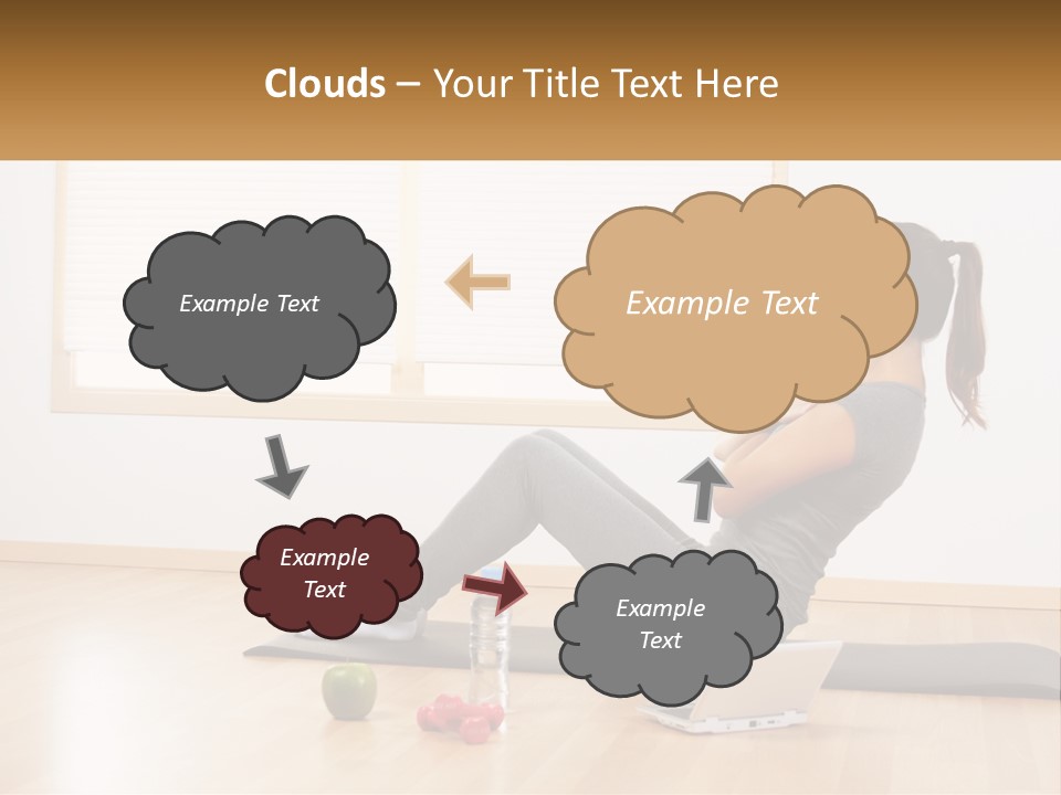 A Woman Sitting On A Yoga Mat With A Laptop PowerPoint Template