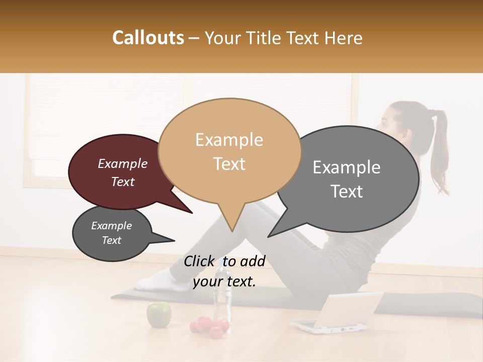 A Woman Sitting On A Yoga Mat With A Laptop PowerPoint Template