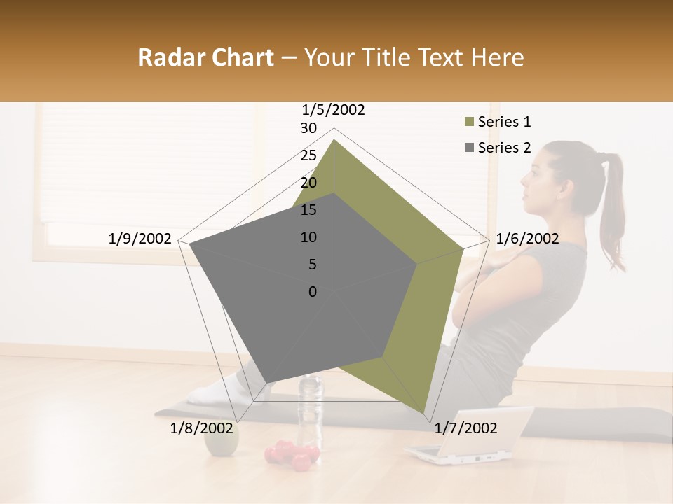 A Woman Sitting On A Yoga Mat With A Laptop PowerPoint Template