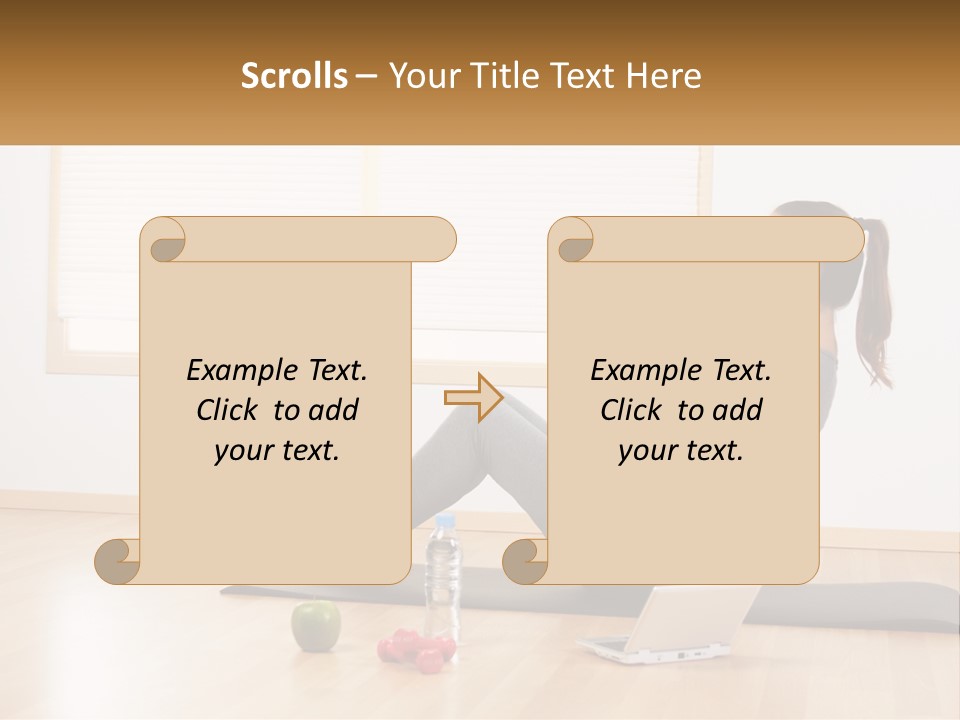 A Woman Sitting On A Yoga Mat With A Laptop PowerPoint Template