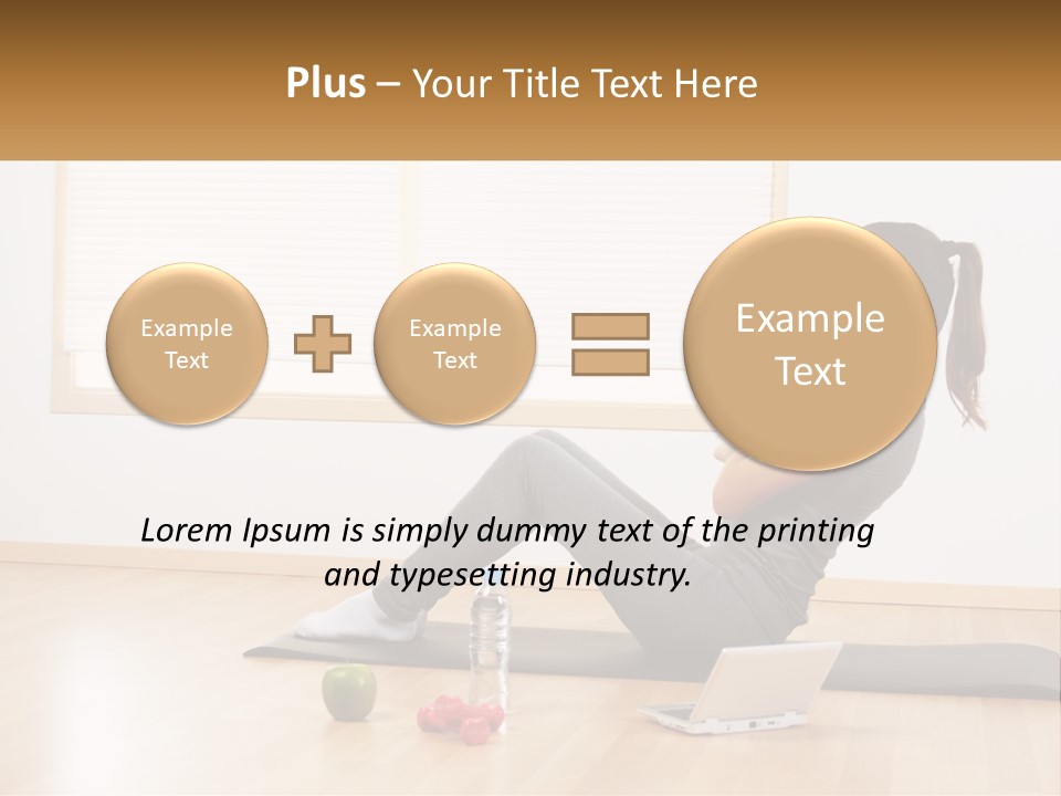 A Woman Sitting On A Yoga Mat With A Laptop PowerPoint Template