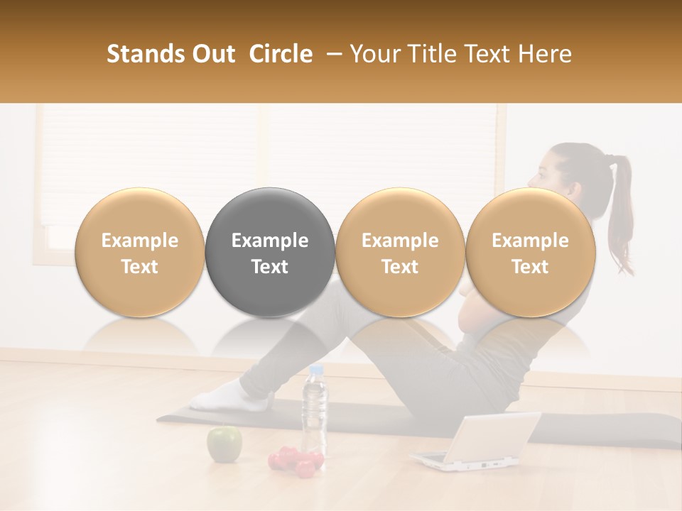 A Woman Sitting On A Yoga Mat With A Laptop PowerPoint Template